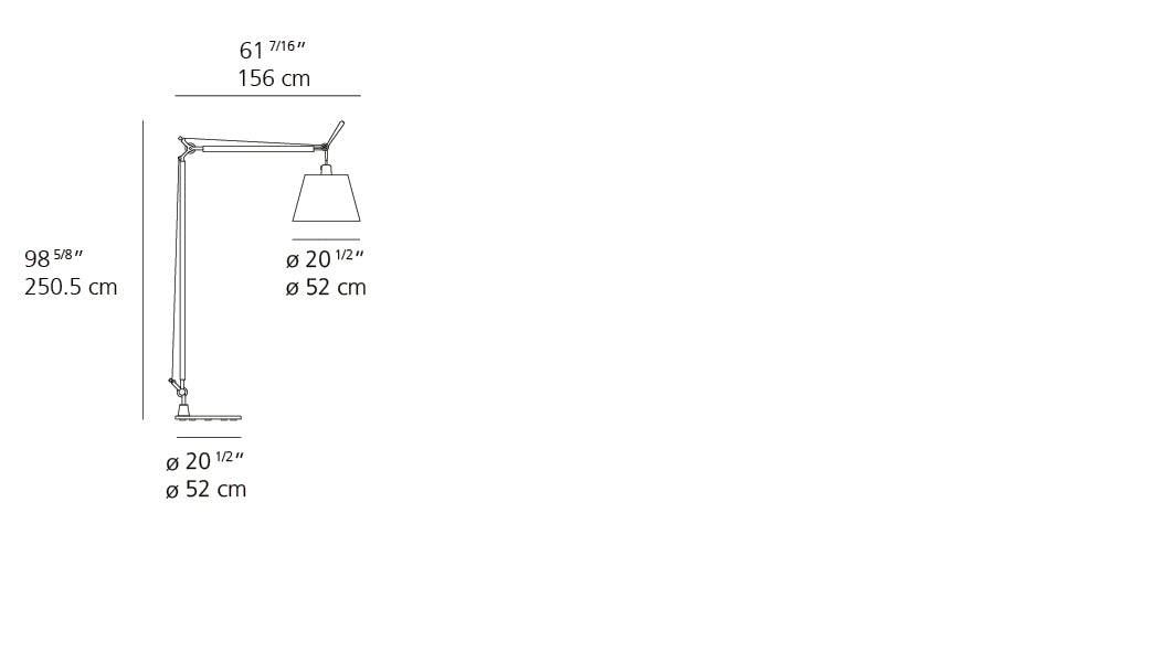 Artemide Tolomeo Maxi Floor Lamp dimension drawing