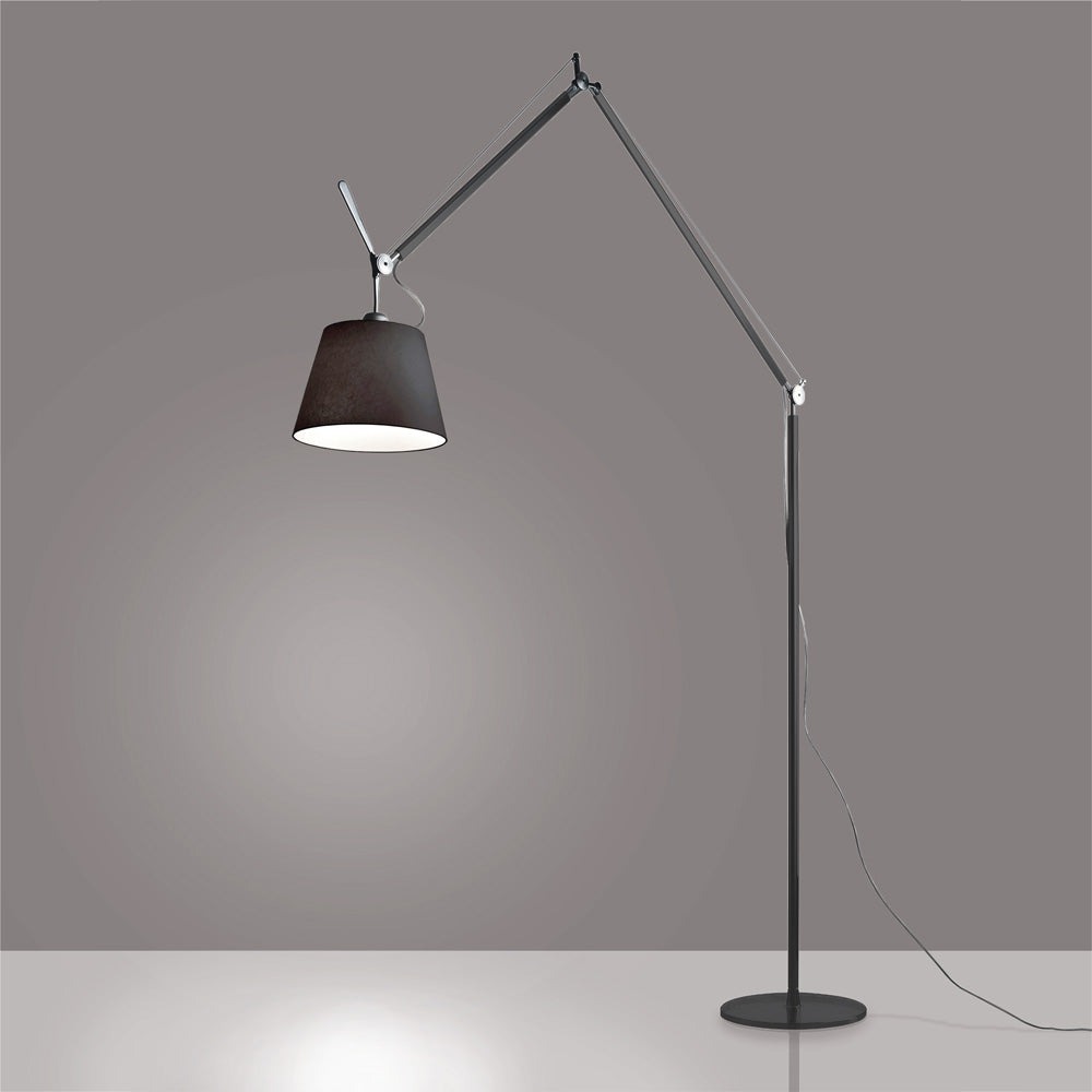 Artemide Tolomeo Mega Floor with 12" Diffuser Black Fiber Black TLM0106