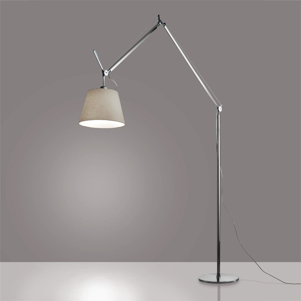 Artemide Tolomeo Mega Floor Aluminum with 14" Diffuser Parchment LED TLM2101
