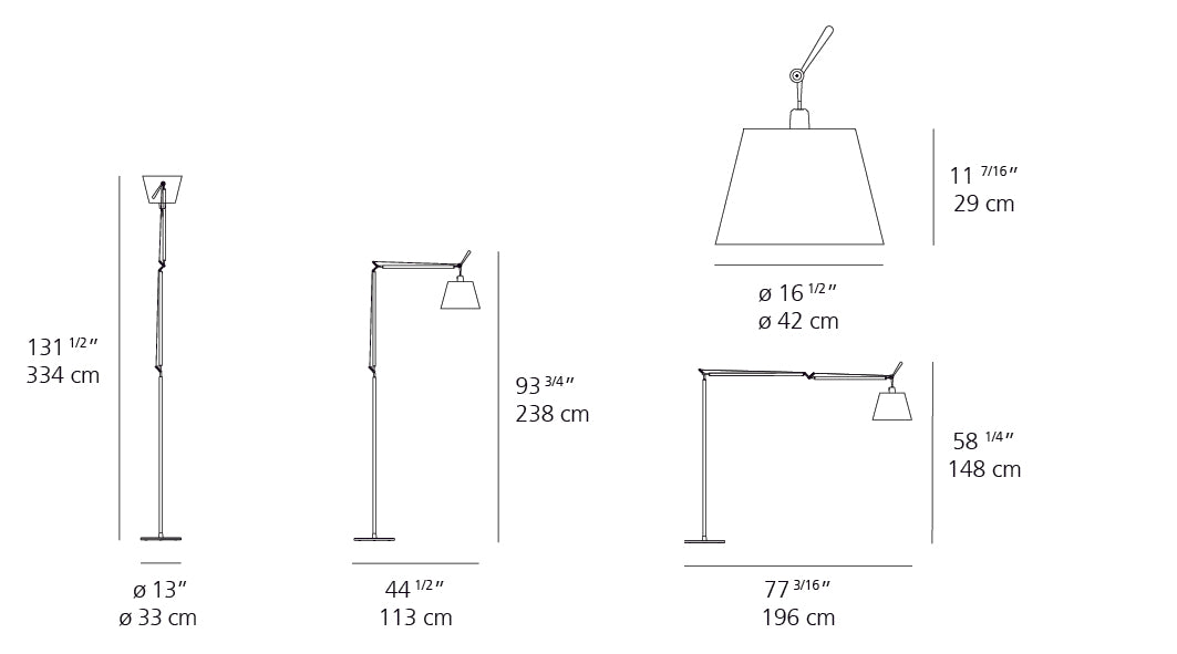Artemide Tolomeo Mega Floor with 17" Diffuser Parchment Aluminum TLM0102