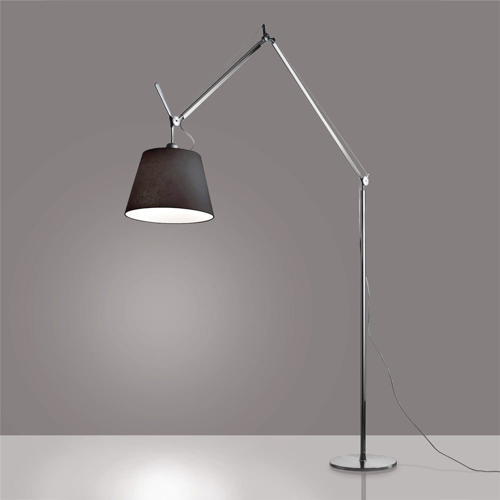 Artemide Tolomeo Mega Floor Aluminum with 17" Diffuser Black LED TLM2111