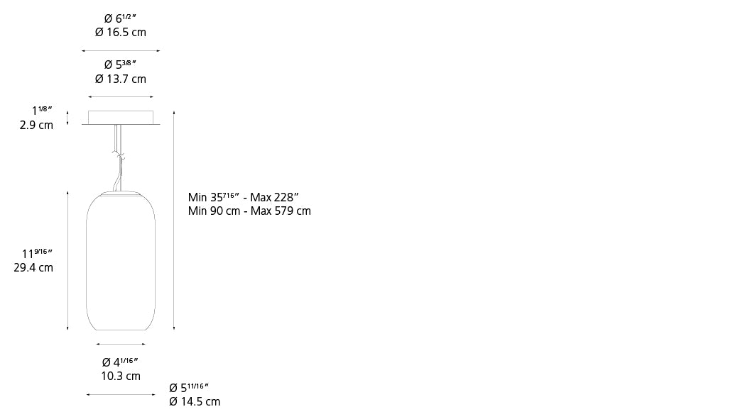Artemide Gople Mini Suspension Black/Sapphire Extended 19Ft 1406358A-EXT