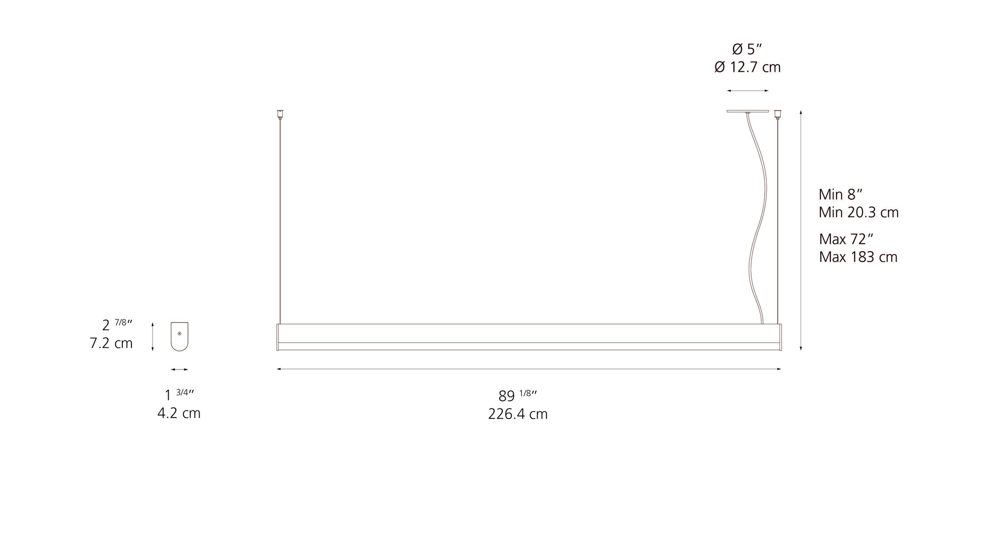 Artemide Ledbar Suspension 8Ft Round Direct/Indirect 3500K RD2LBC8RB93520A