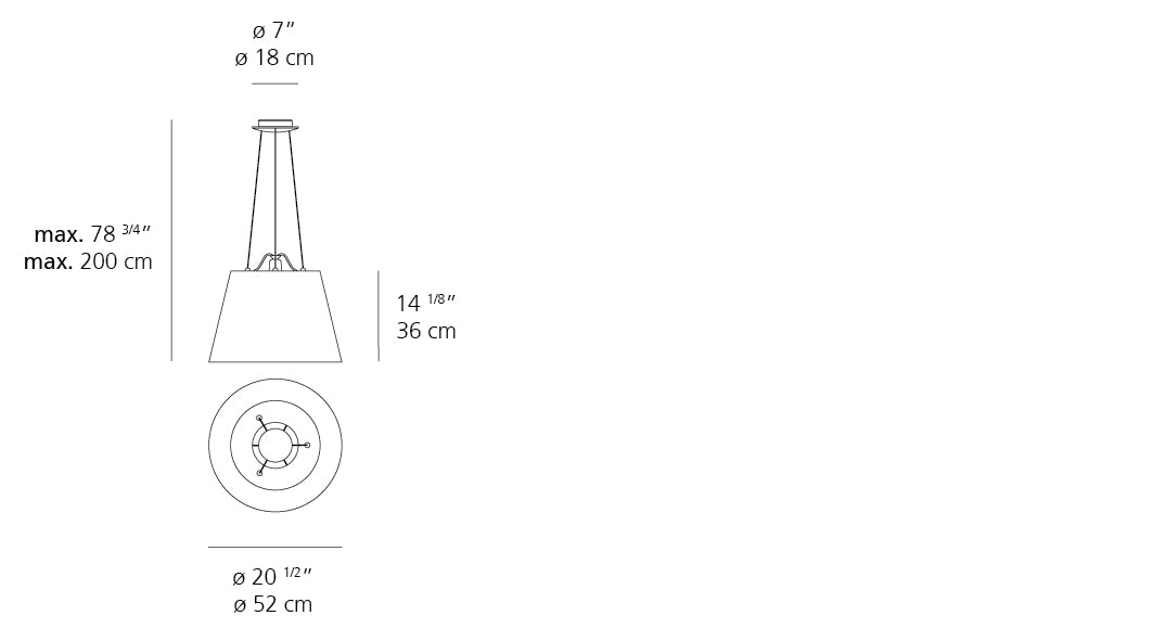 Artemide Tolomeo Mega Suspension Aluminum with 21" Diffuser Black TLM1010
