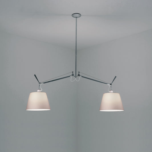 Artemide Tolomeo Double Shade Suspension with 10" Diffuser Parchment TOL1000