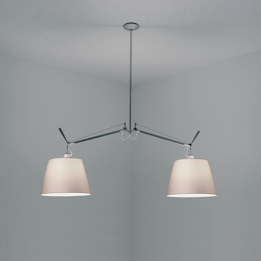 Artemide Tolomeo Double Shade Suspension with 12" Diffuser Parchment TOL1002