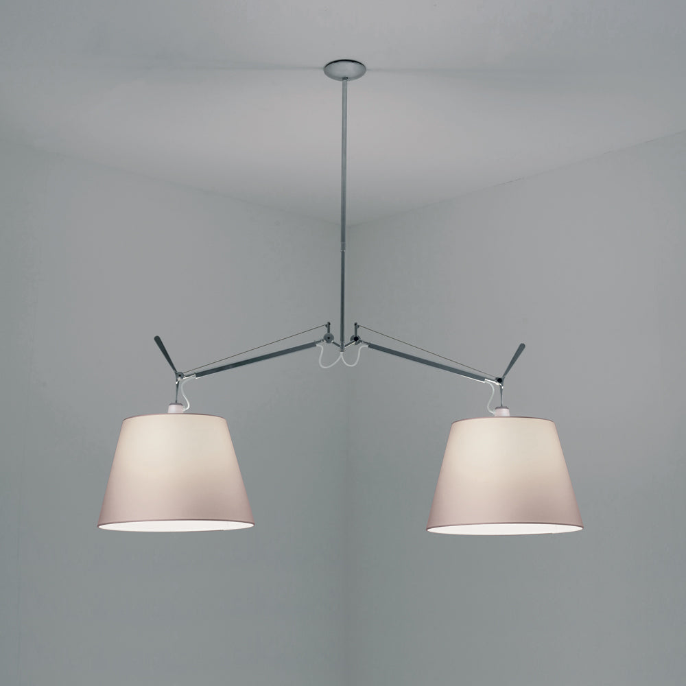 Artemide Tolomeo Double Shade Suspension with 14" Diffuser Parchment TOL1004