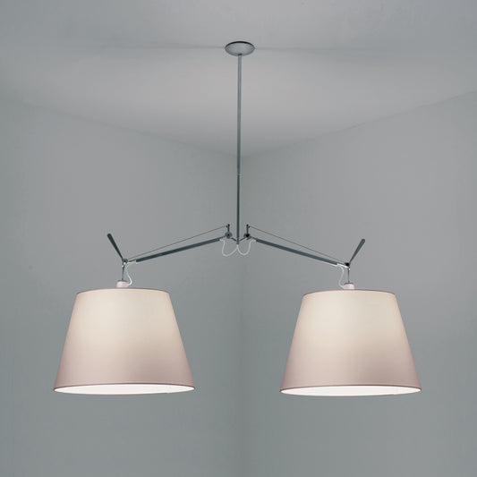 Artemide Tolomeo Double Shade Suspension with 17" Diffuser Parchment TOL1006