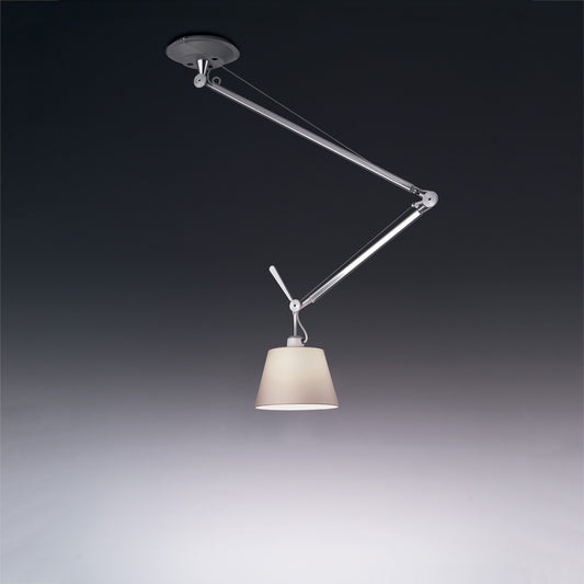 Artemide Tolomeo Off-Center Suspension Aluminum with 10" Diffuser Parchment TOL1025