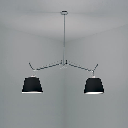 Artemide Tolomeo Double Shade Suspension with 12" Diffuser Black TOL1048