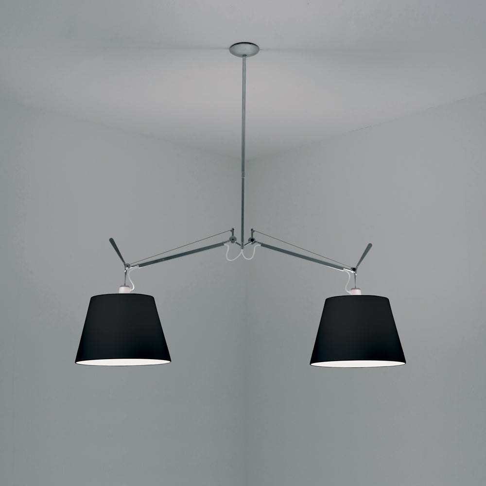 Artemide Tolomeo Double Shade Suspension with 14" Diffuser Black TOL1050