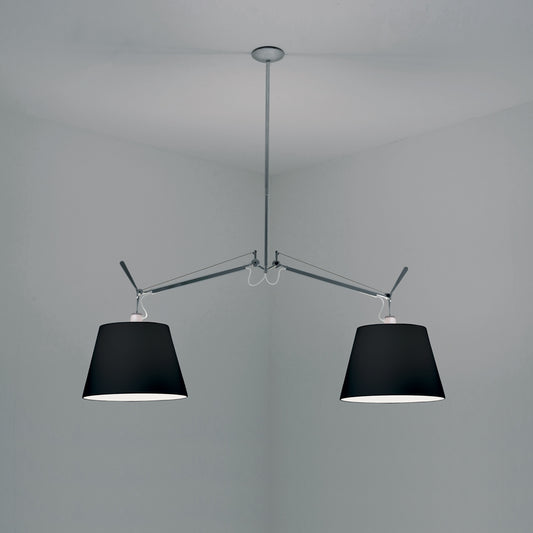Artemide Tolomeo Double Shade Suspension with 14" Diffuser Black TOL1050