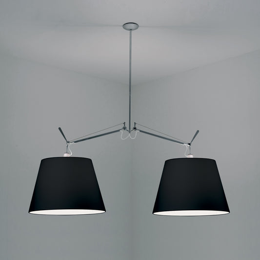 Artemide Tolomeo Double Shade Suspension with 17" Diffuser Black TOL1052
