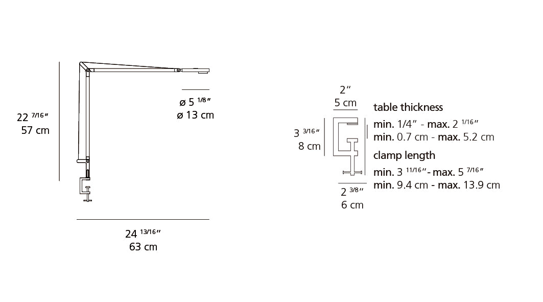 Artemide Demetra Pro Table Lamp dimension drawing 2