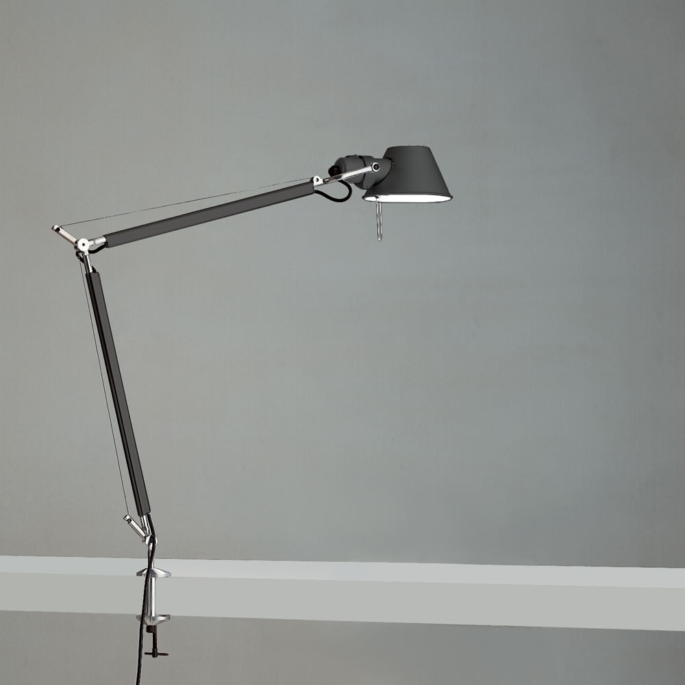Artemide Tolomeo Midi LED Anthracite with Clamp Aluminum TOL0085
