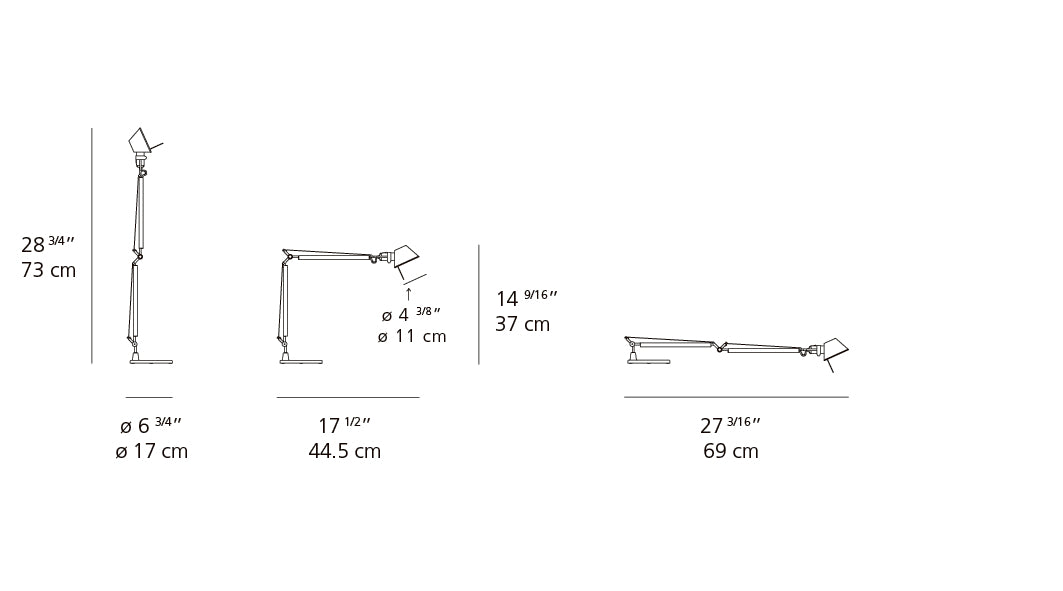Artemide Tolomeo Micro Black-Blue with Base AS01183801