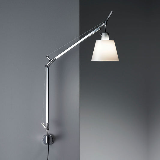 Artemide Tolomeo with Shade Aluminum/Parchment with S Bracket TLS1100