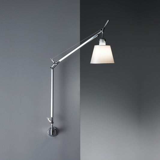 Artemide Tolomeo with Shade Aluminum/Parchment with J Bracket TLS1104