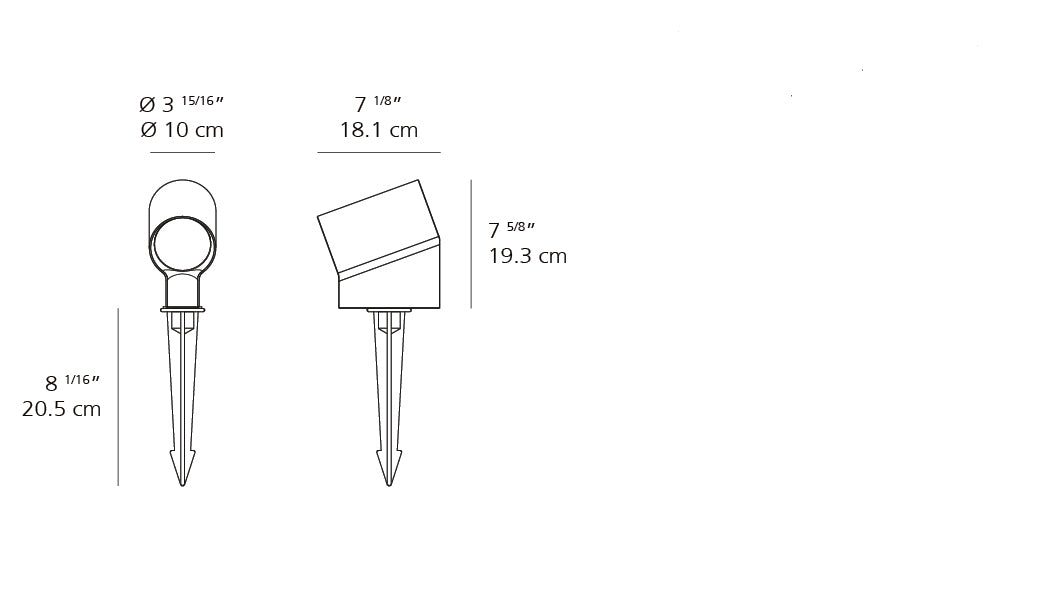 Artemide Oblique Outdoor Bollard Light dimension drawing 2