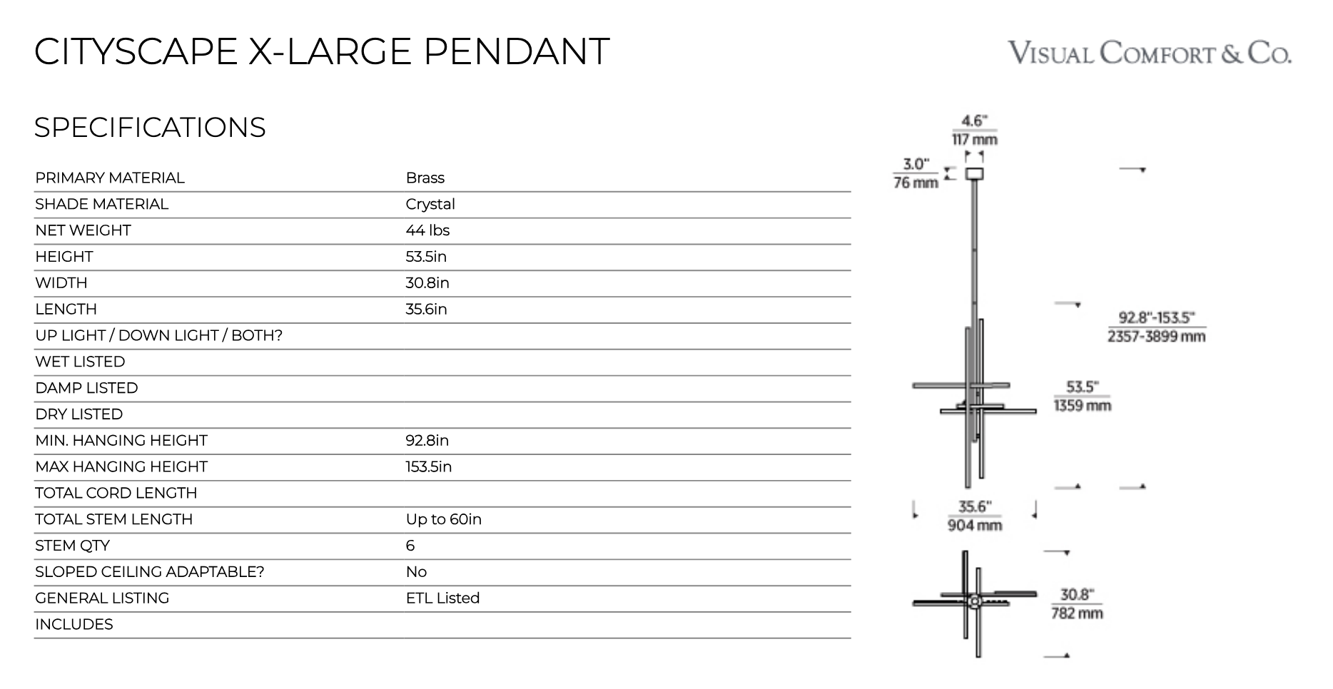 X Large Geometric Pendant by Visual & Comfort & Co