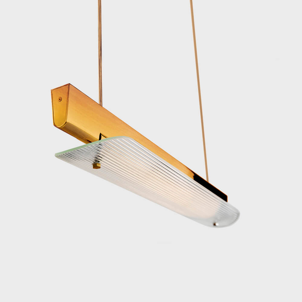 Linea fluted glass LED wall sconce by Viso, Anodized Gold, 52.9 in