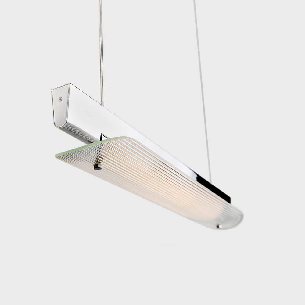Linea fluted glass LED wall sconce by Viso, Polished Chrome, 52.9 in