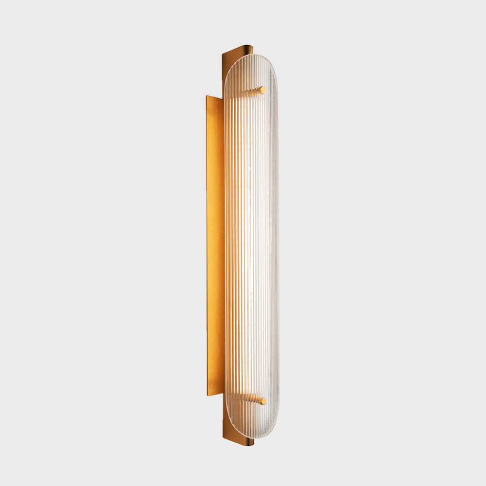 Linea fluted glass LED wall sconce by Viso, Anodized Gold, 30.1 in