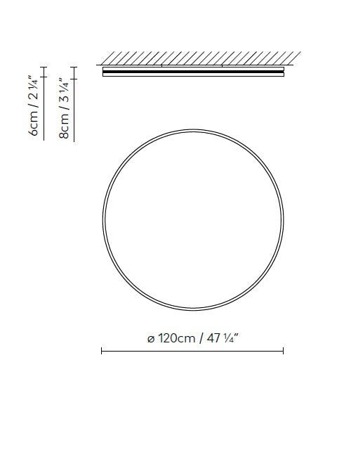 B.lux Lite Hole C/W 120 Large round ceiling and wall lamp - David Abad Design dimensions drawing