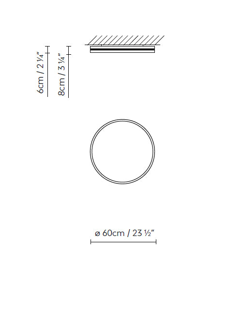 B.lux Lite Hole C/W 60 Large round ceiling and wall lamp - David Abad Design dimensions drawing