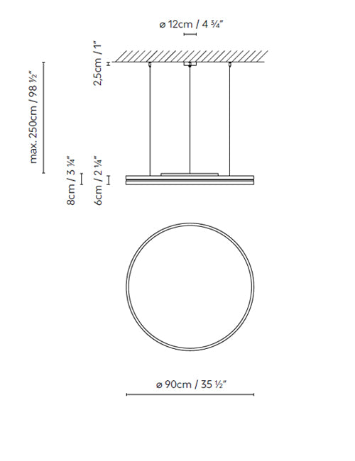 B.lux Lite Hole S90 dimension drawing