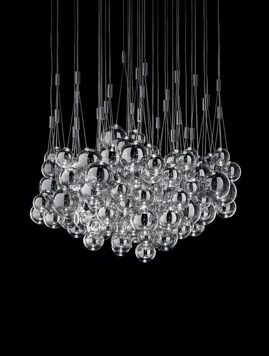 Three-light blown glass pendant from the Lodes Random collection