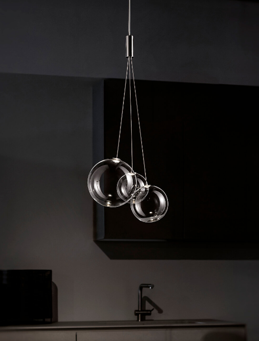 Lodes Random 3-Light LED pendant with blown glass globe shades