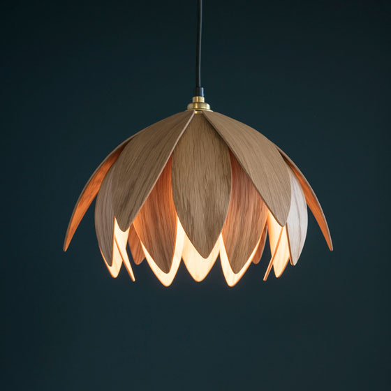 Lotus Bud Wood Pendant Light Macmaster Design