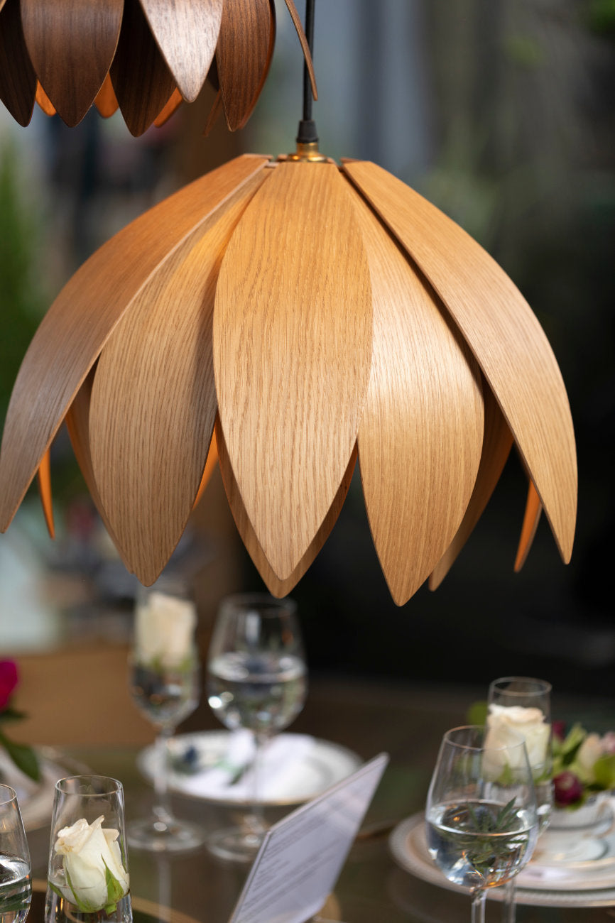 Lotus Bud Wood Pendant Light Macmaster Design