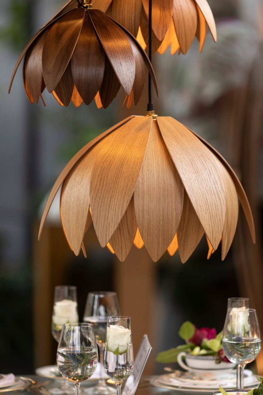 Lotus Bud Wood Pendant Light Macmaster Design