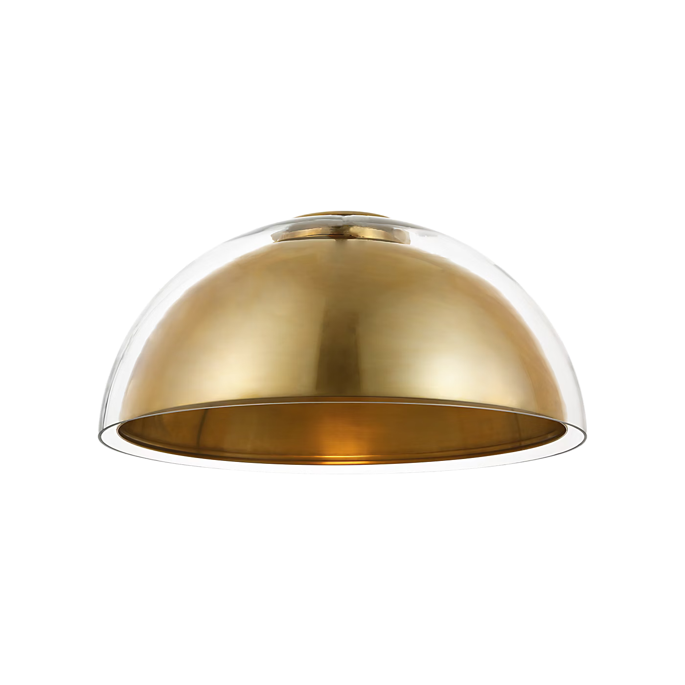 Handblown glass ceiling light in brass finish with dimmable LED