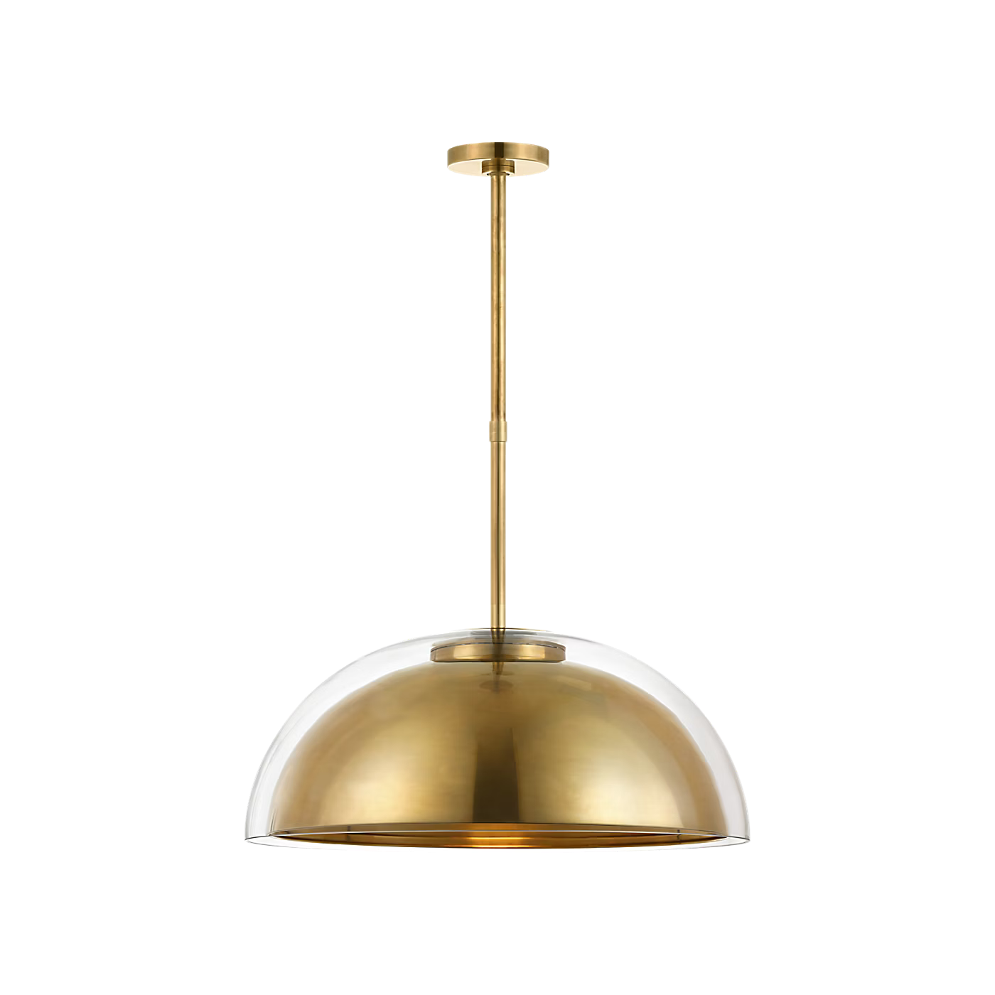Lusi 24 brass pendant light installed over dining table interior setting