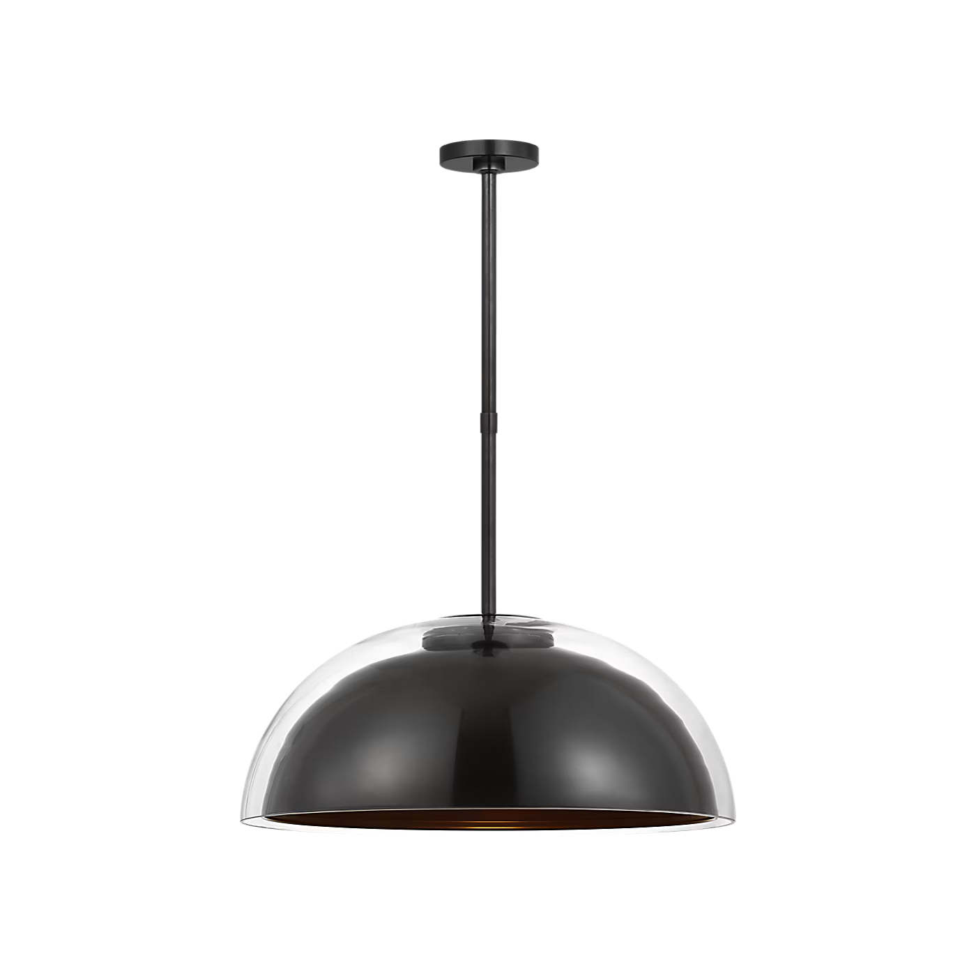 Visual Comfort Lusi 24 bronze pendant with layered glass and metal dome