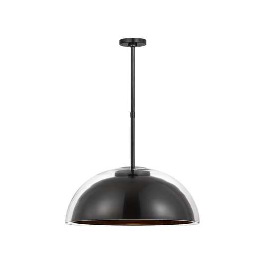 Visual Comfort Lusi 24 bronze pendant with layered glass and metal dome