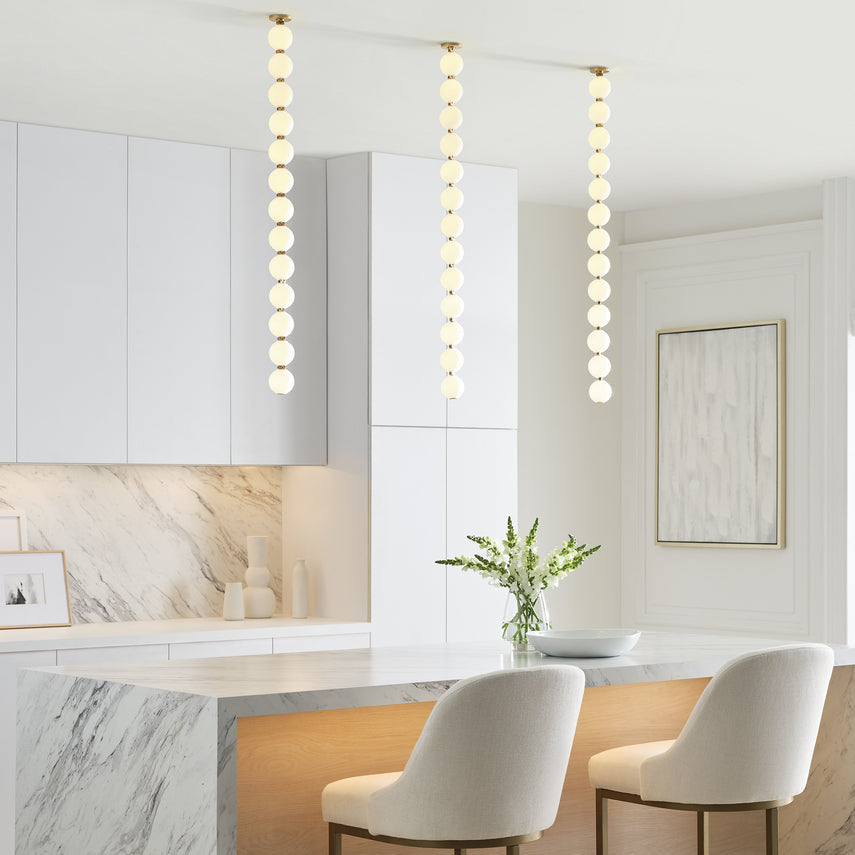 Visual Comfort Perle 36 Modern Led Pendant Light Hand Blown Glass Polished Nickel