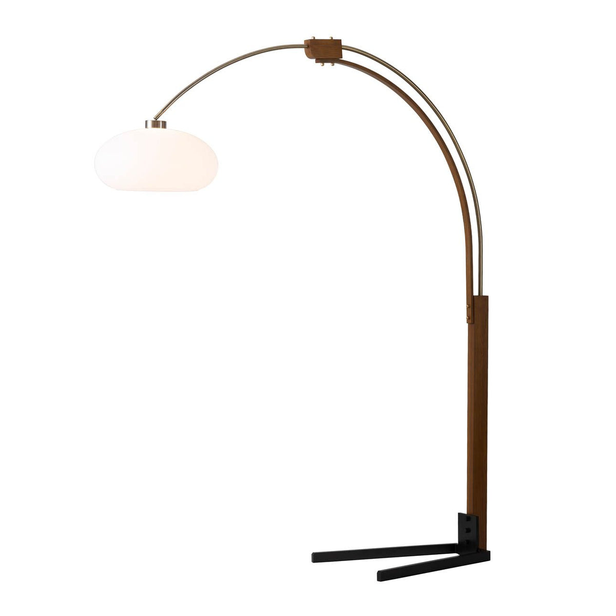 Original 1961 Morelli Arc Floor Lamp by Nova of California, Walnut & Weathered Brass – view 11