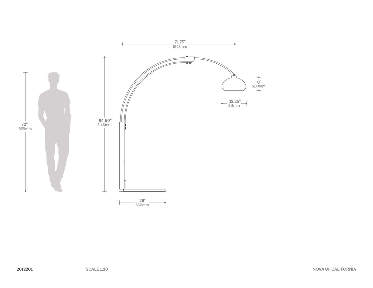 Original 1961 Morelli Arc Floor Lamp by Nova of California – view 10