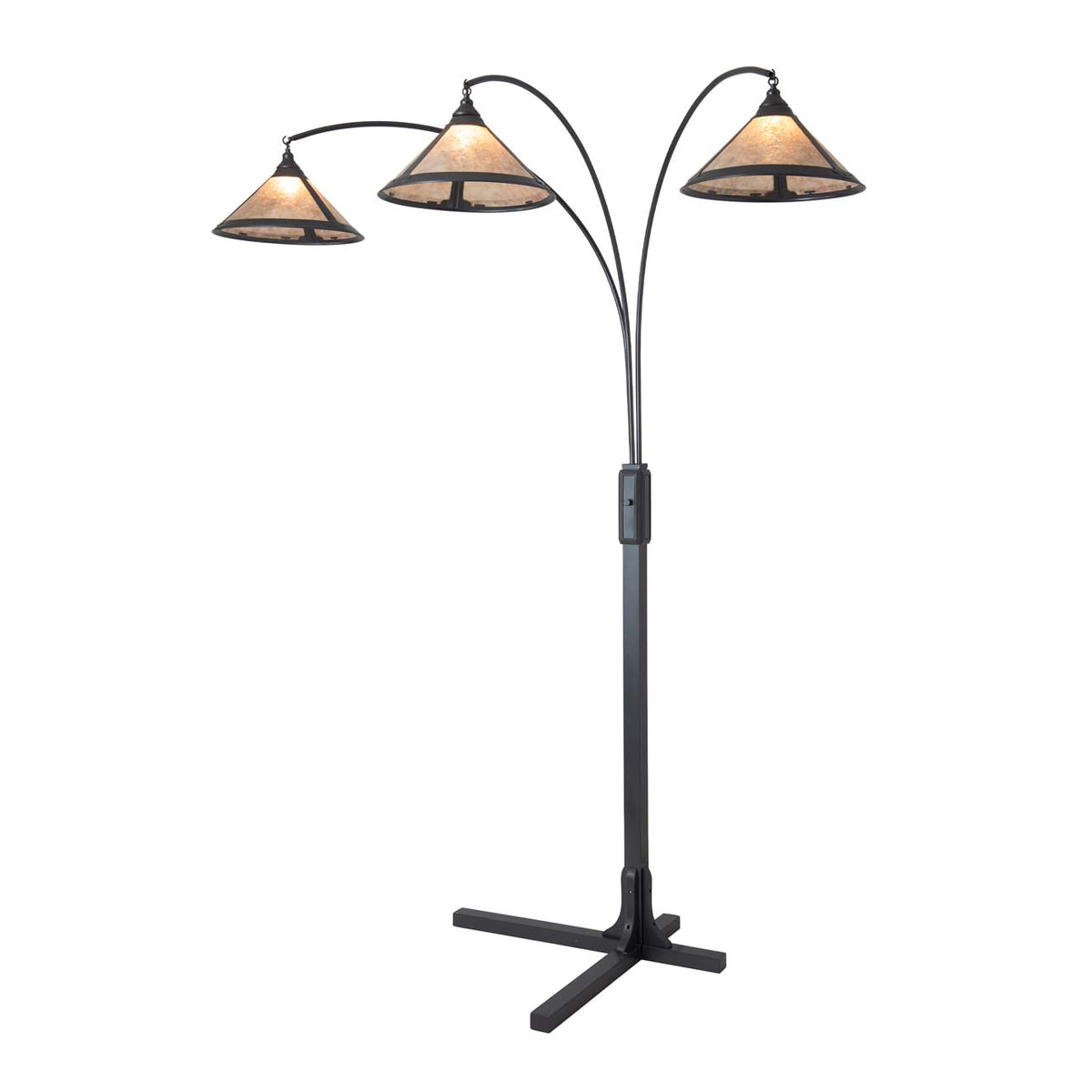 Original Natural Mica 3-Light Arc Floor Lamp, 86" by Nova of California, Gunmetal & Silver Mica – view 1