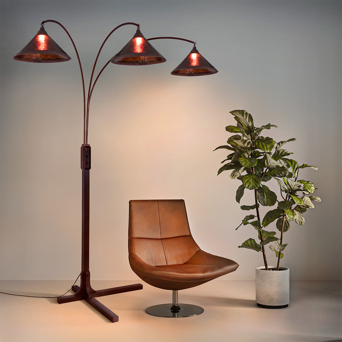 Original Natural Mica 3-Light Arc Floor Lamp, 86" by Nova of California – view 3