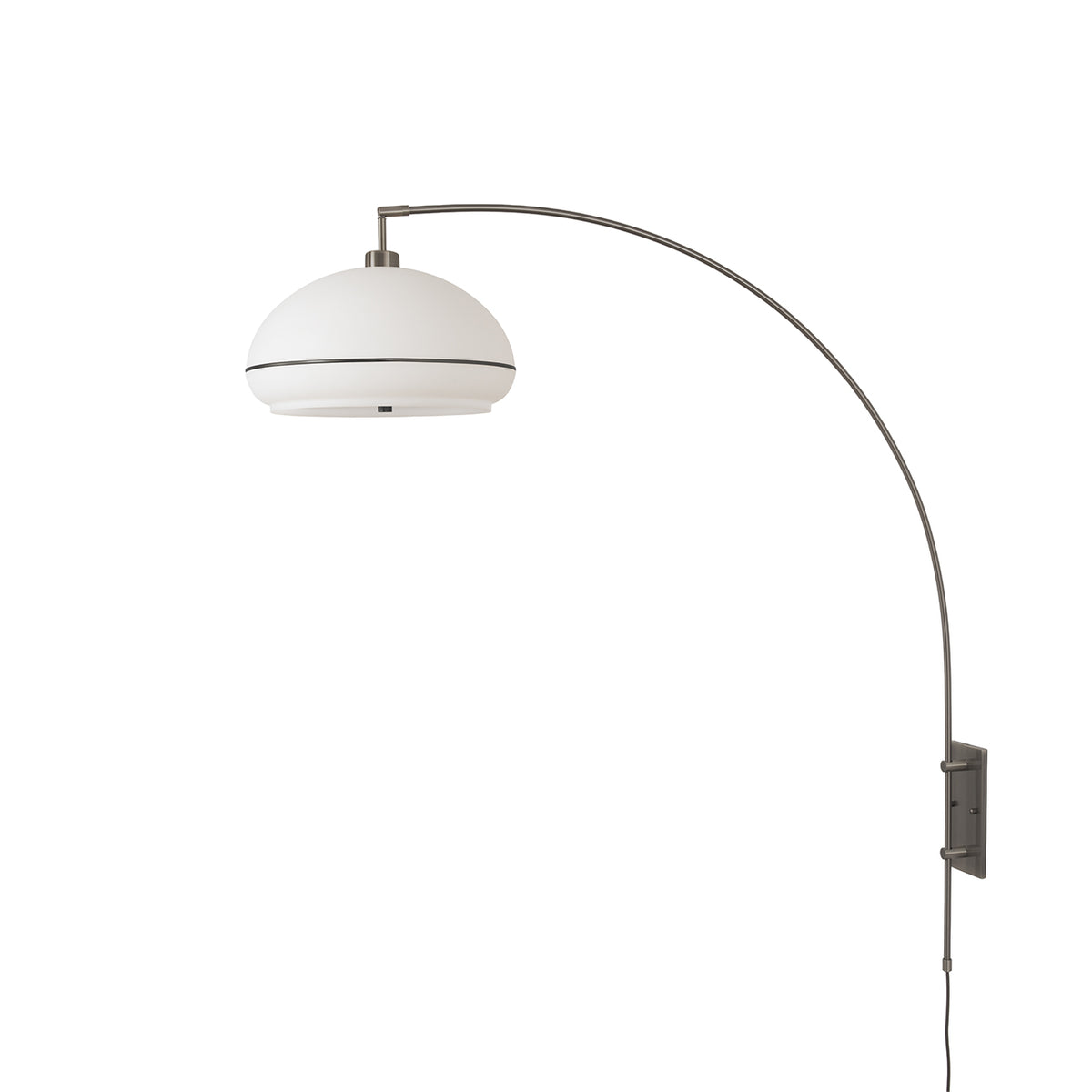 Morelli Wall Mounted Arc Lamp by Nova of California, Black Nickel shade, Black Nickel base, Black Nickel body – view 7