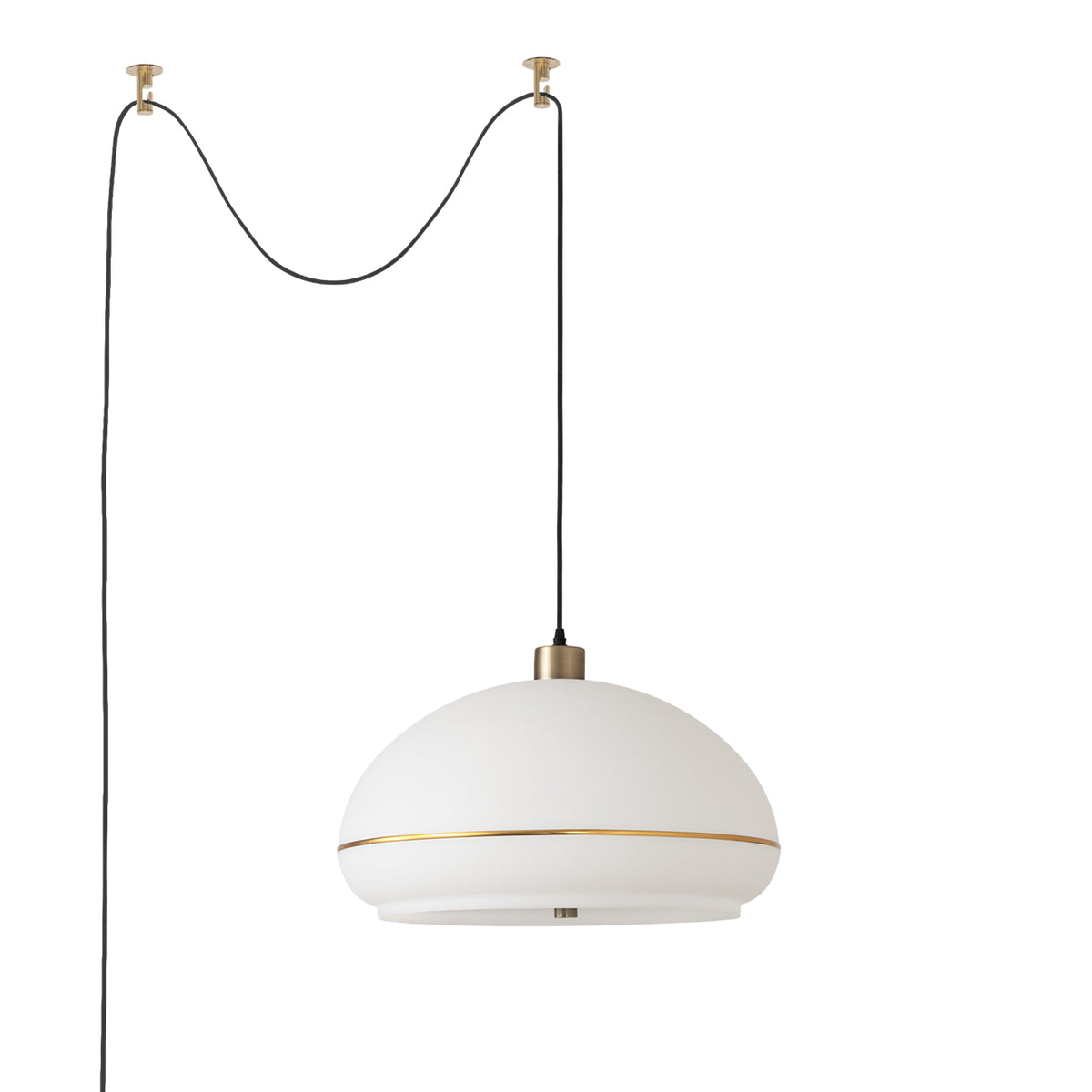 Morelli Swag by Nova of California, White with Weathered Brass Stripe shade, Weathered Brass base, Weathered Brass body – view 6