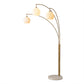 Moraga 3 Light Arc Floor Lamp 85 Bone Porcelain Weathered Brass Walnut 237723Wb by Nova California