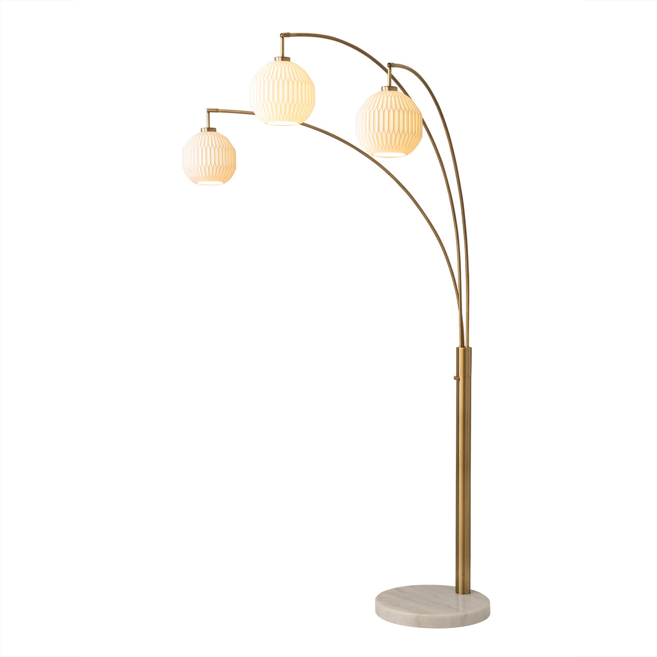 Moraga 3 Light Arc Floor Lamp 85 Bone Porcelain Weathered Brass Walnut 237723Wb by Nova California