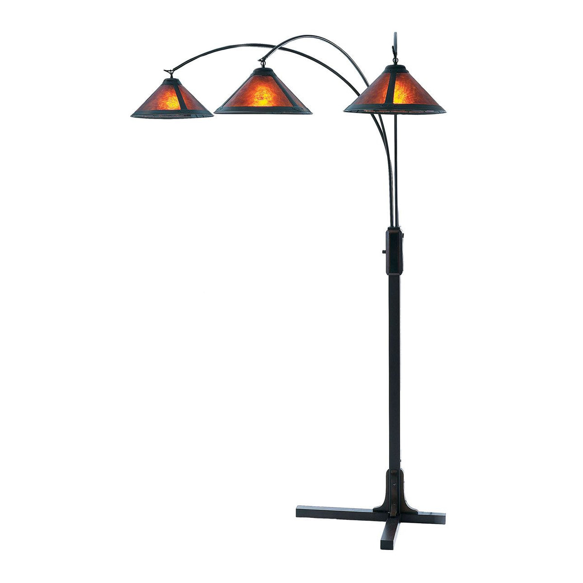 Original Natural Mica 3-Light Arc Floor Lamp, 86" by Nova of California, Amber Mica – view 2