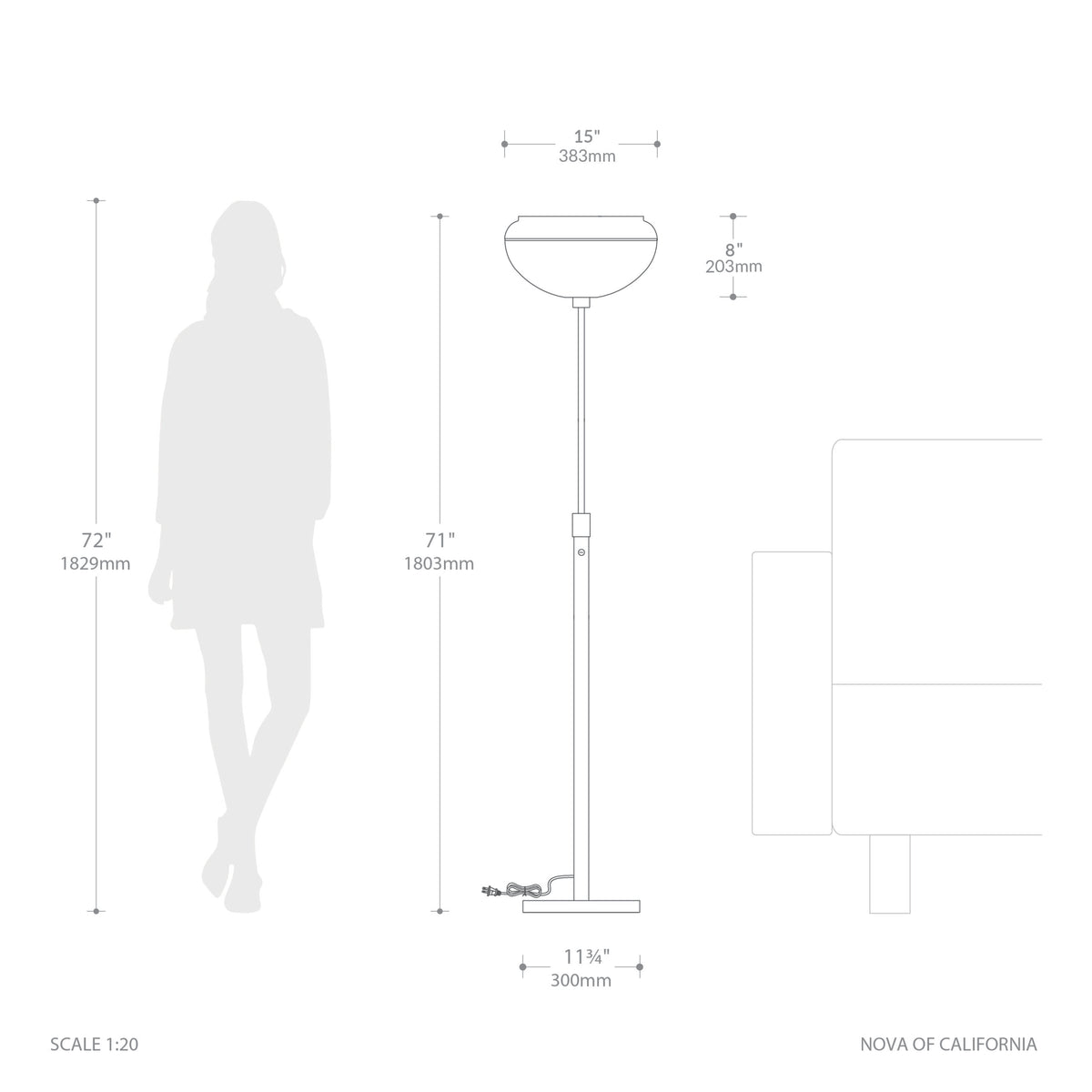 Morelli Torchiere Floor Lamp by Nova of California – view 7